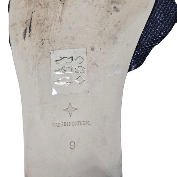 Tuckernuck Brit Sandals Womens 9 Black Raffia Leather Knotted Slide Square Toe - Picture 10 of 10